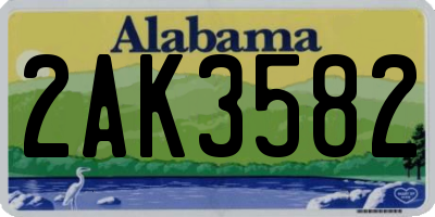 AL license plate 2AK3582