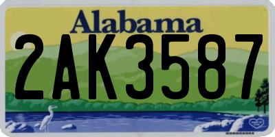 AL license plate 2AK3587