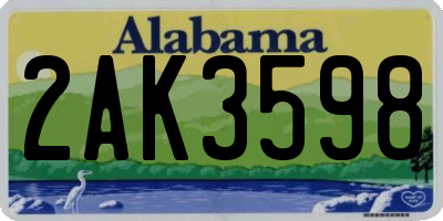 AL license plate 2AK3598
