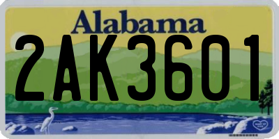 AL license plate 2AK3601