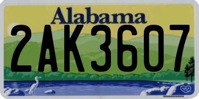 AL license plate 2AK3607