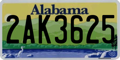 AL license plate 2AK3625