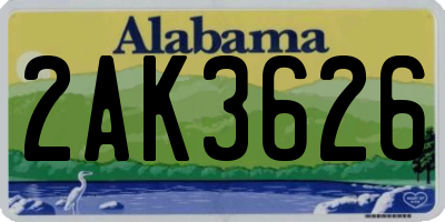 AL license plate 2AK3626