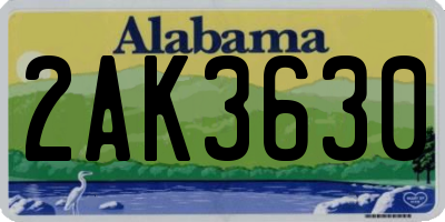 AL license plate 2AK3630