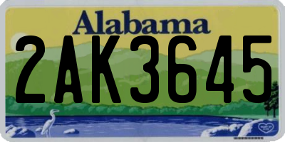 AL license plate 2AK3645