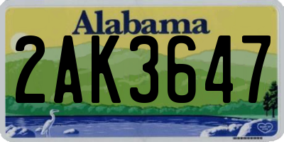 AL license plate 2AK3647