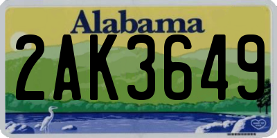 AL license plate 2AK3649
