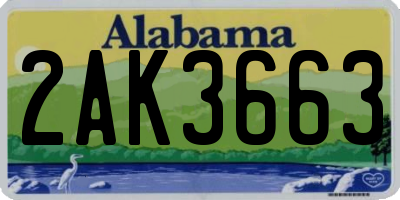 AL license plate 2AK3663