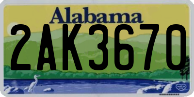 AL license plate 2AK3670