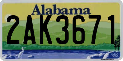 AL license plate 2AK3671