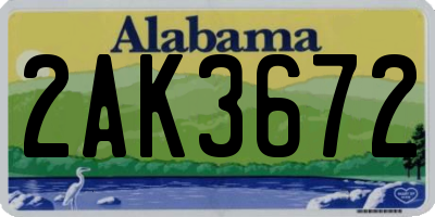 AL license plate 2AK3672