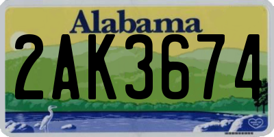 AL license plate 2AK3674