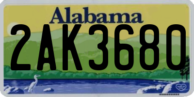 AL license plate 2AK3680
