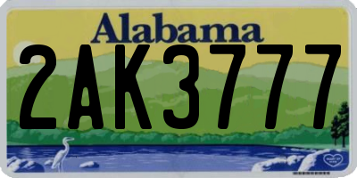 AL license plate 2AK3777
