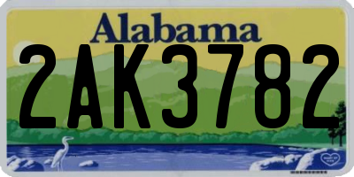 AL license plate 2AK3782