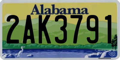 AL license plate 2AK3791