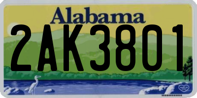 AL license plate 2AK3801