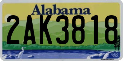 AL license plate 2AK3818