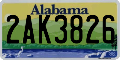 AL license plate 2AK3826