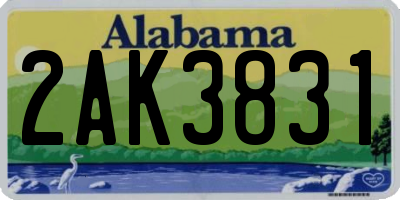 AL license plate 2AK3831