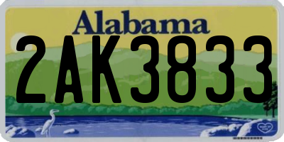 AL license plate 2AK3833