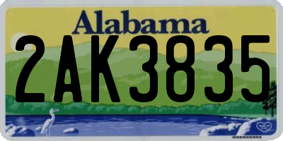 AL license plate 2AK3835