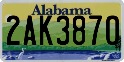 AL license plate 2AK3870