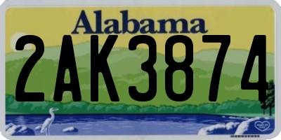 AL license plate 2AK3874