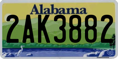 AL license plate 2AK3882