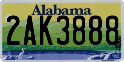 AL license plate 2AK3888