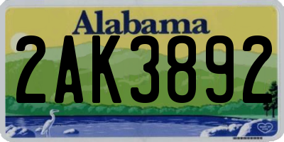AL license plate 2AK3892