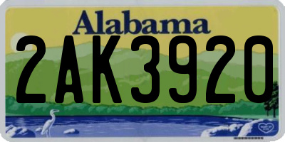 AL license plate 2AK3920