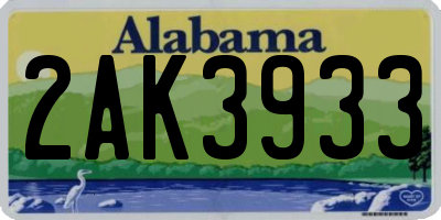 AL license plate 2AK3933