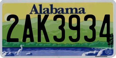 AL license plate 2AK3934