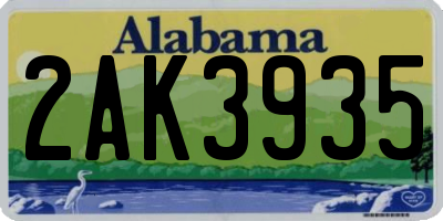 AL license plate 2AK3935