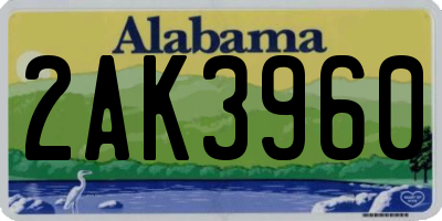 AL license plate 2AK3960