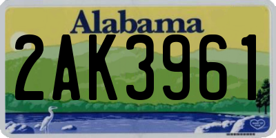 AL license plate 2AK3961
