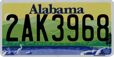 AL license plate 2AK3968
