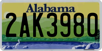 AL license plate 2AK3980