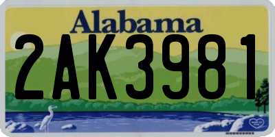 AL license plate 2AK3981