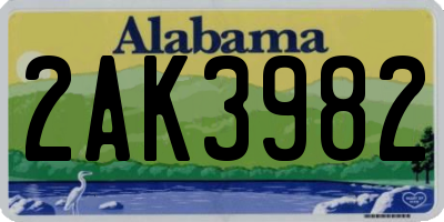 AL license plate 2AK3982