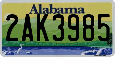 AL license plate 2AK3985