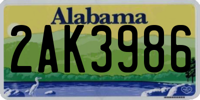 AL license plate 2AK3986
