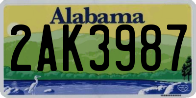AL license plate 2AK3987