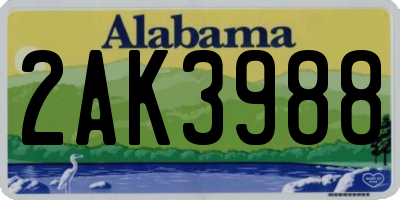 AL license plate 2AK3988