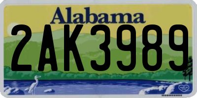 AL license plate 2AK3989