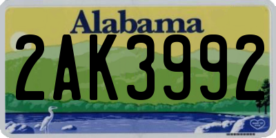 AL license plate 2AK3992