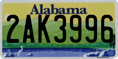 AL license plate 2AK3996