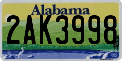 AL license plate 2AK3998