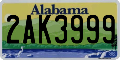 AL license plate 2AK3999